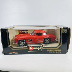 Vintage Burago 1954 Red Mercedes Benz 300SL Gull Wing 1:18 Die Cast Italy In Box